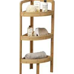 Tendance Etagère d'angle 3 niveaux en bambou - - Meuble de salle de bain - Noir - Aspect bois - A encastrer