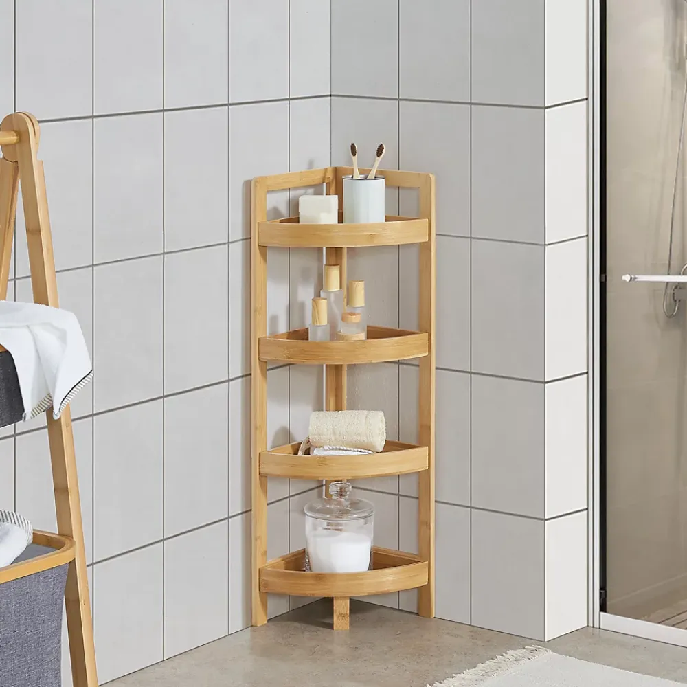 Etagère Salle De Bains|[En.Casa] Etagère d'angle Lestijaervi 4 niveaux pour salle de bain ou cuisine 80 x 23 x 23 cm en.casa