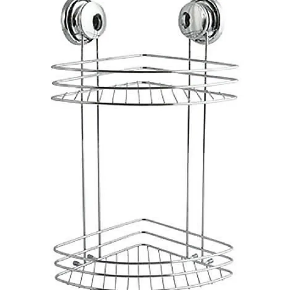 Etagère Salle De Bains|MSV Etagère d'angle - 2 niveaux à ventouse - Chromé