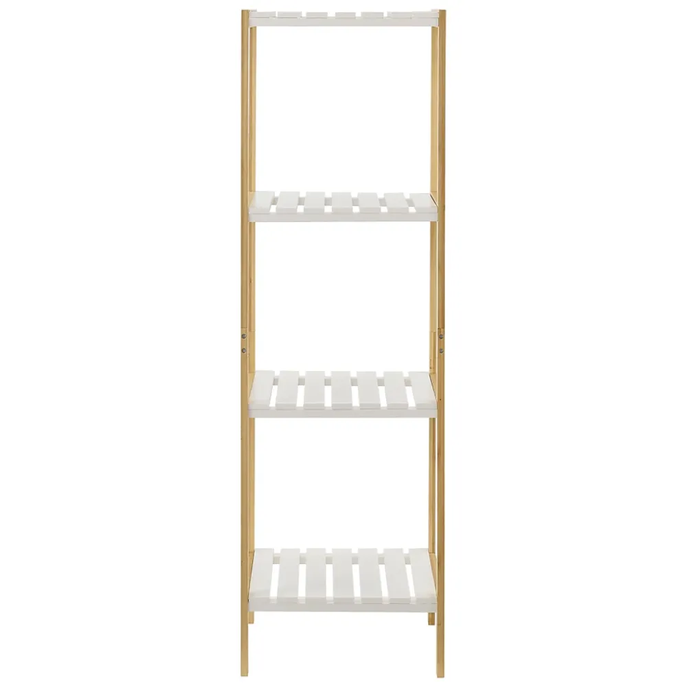 Etagère Salle De Bains|Meuble De Salle De Bains Faible Profondeur|[En.Casa] Etagère de rangement Balsfjord 33 x 34 x 110 cm Bambou Blanc en.casa