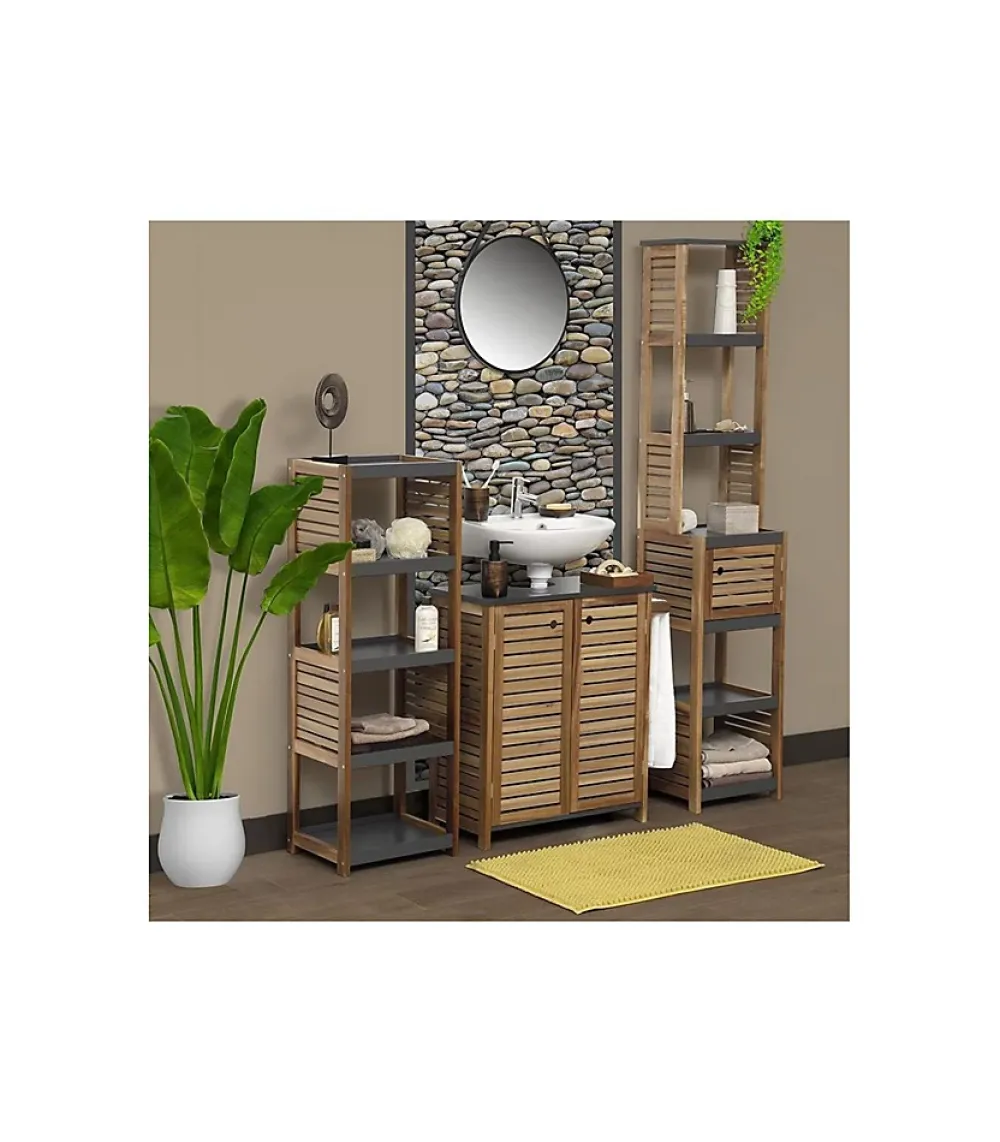 Etagère Salle De Bains|Tendance Etagère de salle de bain 5 niveaux en acacia - - H108 cm