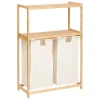 Etagère Salle De Bains|Five Simply Smart Etagère de salle de bain bambou avec panier à linge double compartiments, Tidy Box
