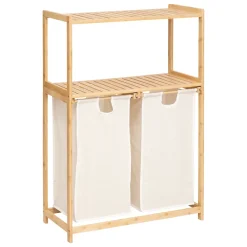 Etagère Salle De Bains|Five Simply Smart Etagère de salle de bain bambou avec panier à linge double compartiments, Tidy Box
