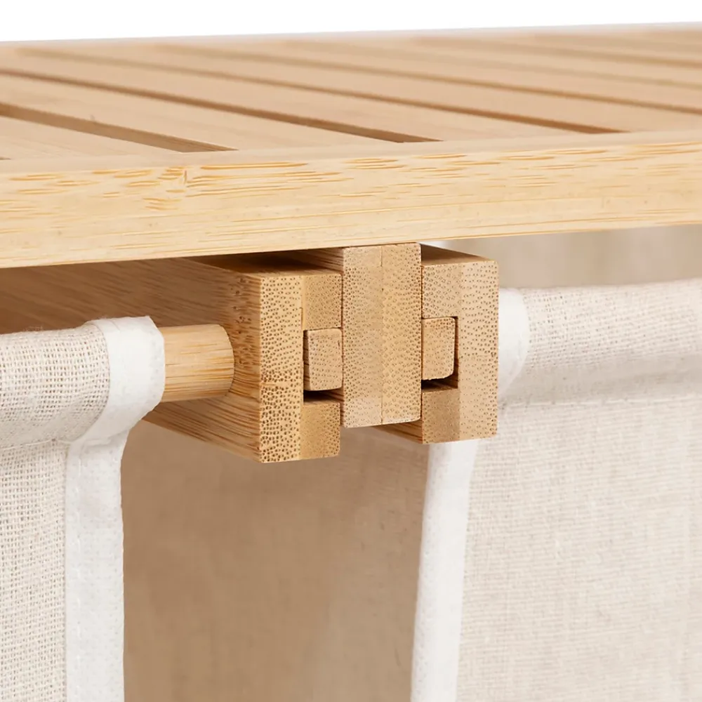 Etagère Salle De Bains|Five Simply Smart Etagère de salle de bain bambou avec panier à linge double compartiments, Tidy Box