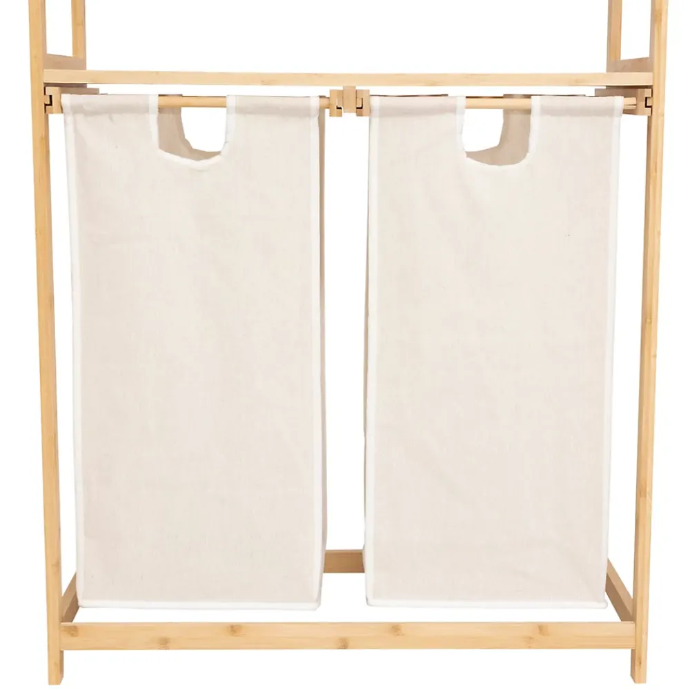 Etagère Salle De Bains|Five Simply Smart Etagère de salle de bain bambou avec panier à linge double compartiments, Tidy Box