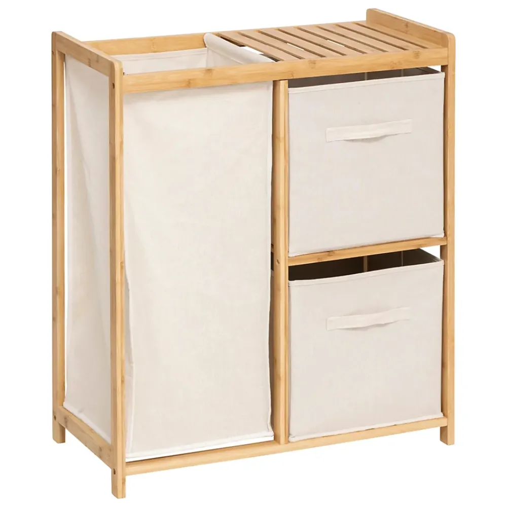 Etagère Salle De Bains|Five Simply Smart Etagère de salle de bain bambou avec panier à linge, Tidy Box