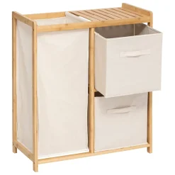 Etagère Salle De Bains|Five Simply Smart Etagère de salle de bain bambou avec panier à linge, Tidy Box