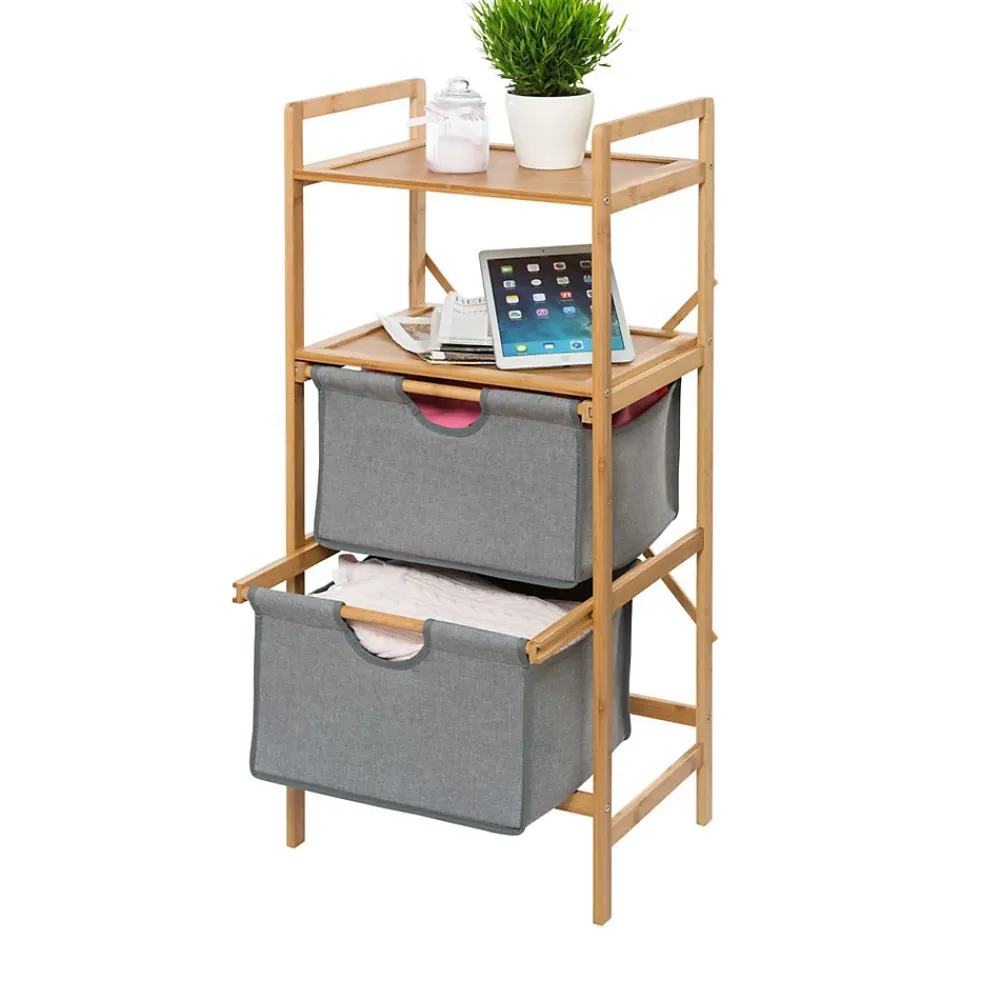 Etagère Salle De Bains|Wenko Etagère de salle de bain en bambou 2 Tiroirs - H. 96 cm