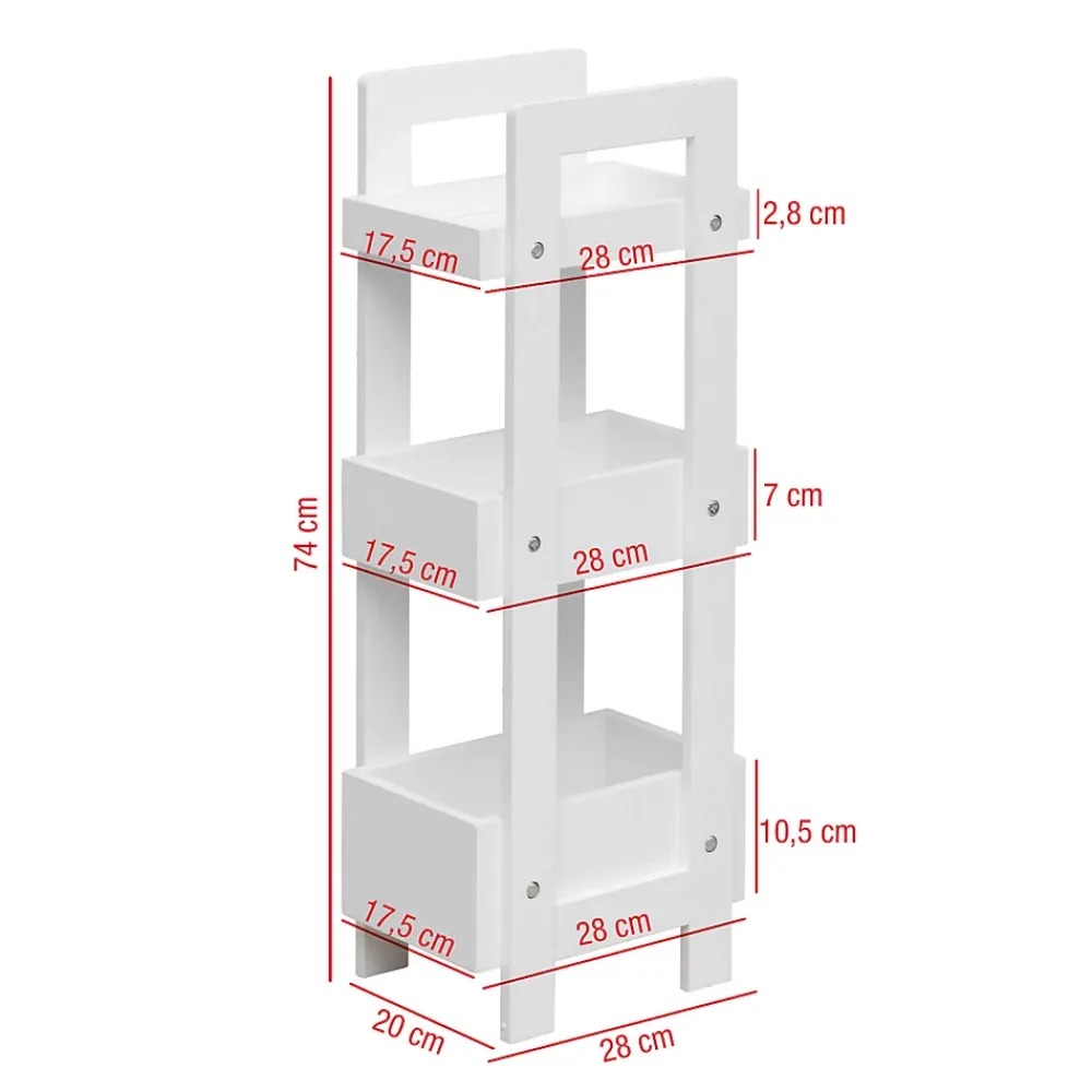 Mobili Rebecca Etagère de Salle de Bains en MDF Blanc Moderne 74x28x20 cm Rebecca Mobili