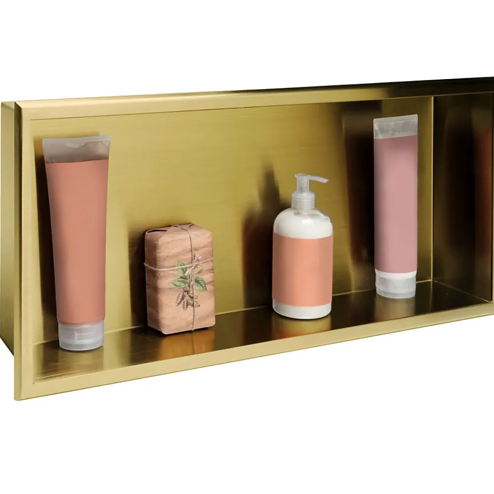 Etagère Salle De Bains|Meuble De Salle De Bains Faible Profondeur|Rea ETAGÈRE DE SALLE TUTUMI 30X60X10 BRUSH GOLD