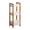 Mobili Rebecca Etagère en échelle Meuble de Salle de Bains MDF Bambu Blanc Marron Rebecca Mobili