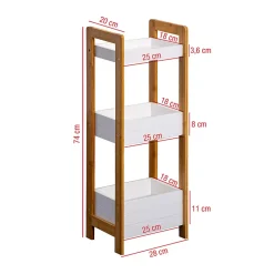 Mobili Rebecca Etagère en échelle Meuble de Salle de Bains MDF Bambu Blanc Marron Rebecca Mobili