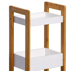 Mobili Rebecca Etagère en échelle Meuble de Salle de Bains MDF Bambu Blanc Marron Rebecca Mobili