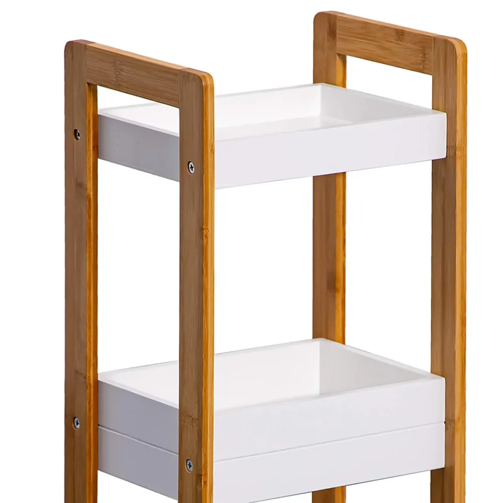 Mobili Rebecca Etagère en échelle Meuble de Salle de Bains MDF Bambu Blanc Marron Rebecca Mobili