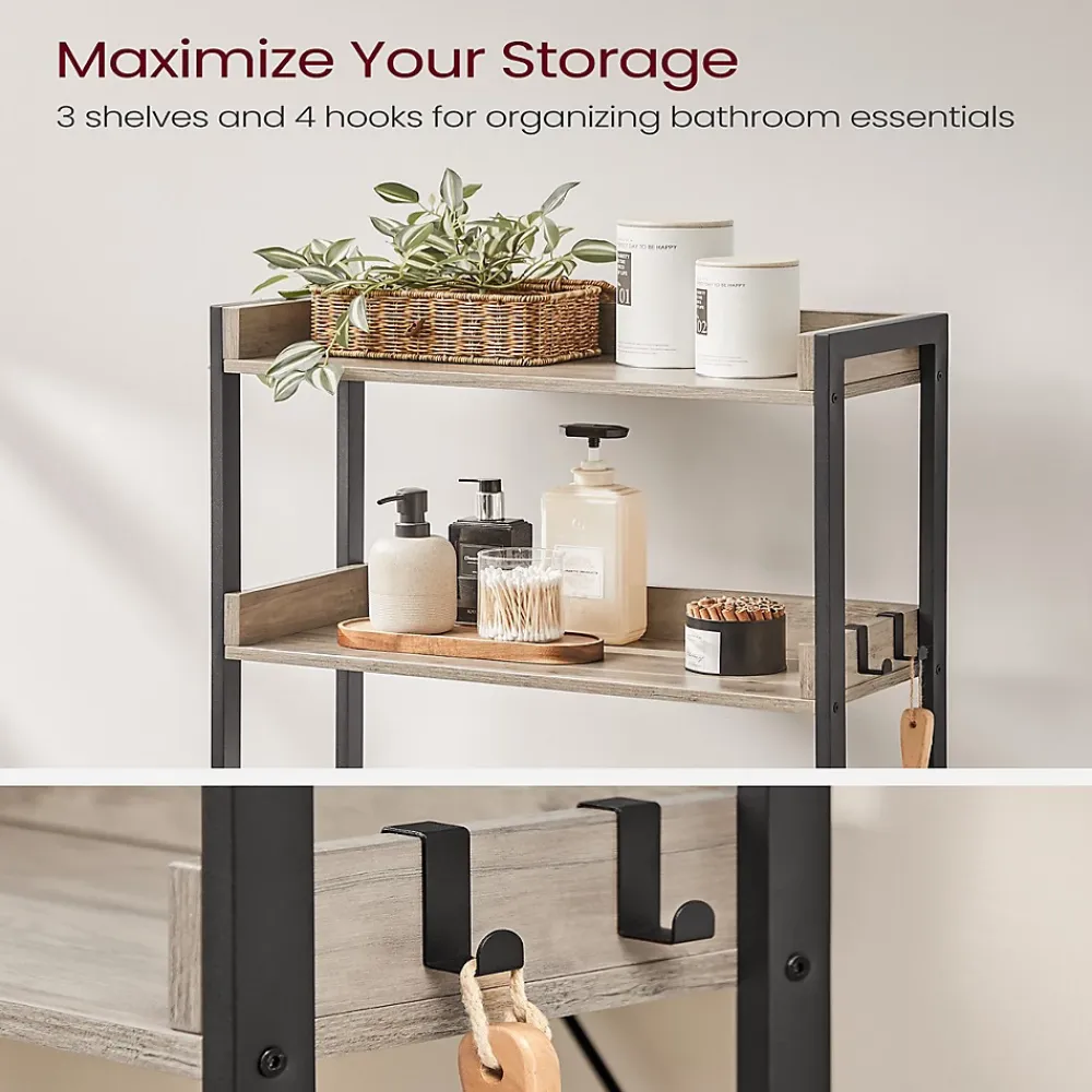 Etagère Salle De Bains|Calicosy Etagère pont WC avec 3 étagères - L63 cm