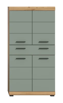 Chb Collection Eteka - Armoire de salle de bains (L/H/P : 74x141x31 cm) en imitation blanc et imitation sauge profonde