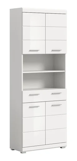 Chb Collection Eteka - Armoire haute (L/H/P : 74x191x31 cm) en imitation blanc et blanc brillant profond