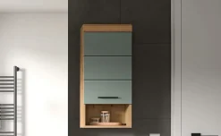 Chb Collection Eteka - Armoire suspendue (L/H/P : 37x79x24 cm) en imitation blanc et imitation sauge emboutie