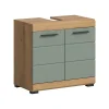 Chb Collection Eteka - Meuble sous-lavabo (L/H/P : 60x56x34 cm) en imitation blanc et imitation sauge embouti