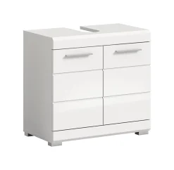 Meuble Sous Lavabo|Chb Collection Eteka - Meuble sous-lavabo (L/H/P : 60x56x34 cm) en imitation blanc et blanc brillant profond