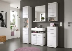 Meuble Sous Lavabo|Chb Collection Eteka - Meuble sous-lavabo (L/H/P : 60x56x34 cm) en imitation blanc et blanc brillant profond
