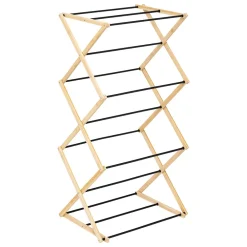 Etendoir À Linge|5five Simply Smart Etendoir à linge accordéon 3 niveaux noir et effet bois l. 54 x H. 106 x P. 36 cm Black