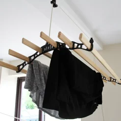 MonsterShop Etendoir à Linge Suspendu - Noir- 2.4m