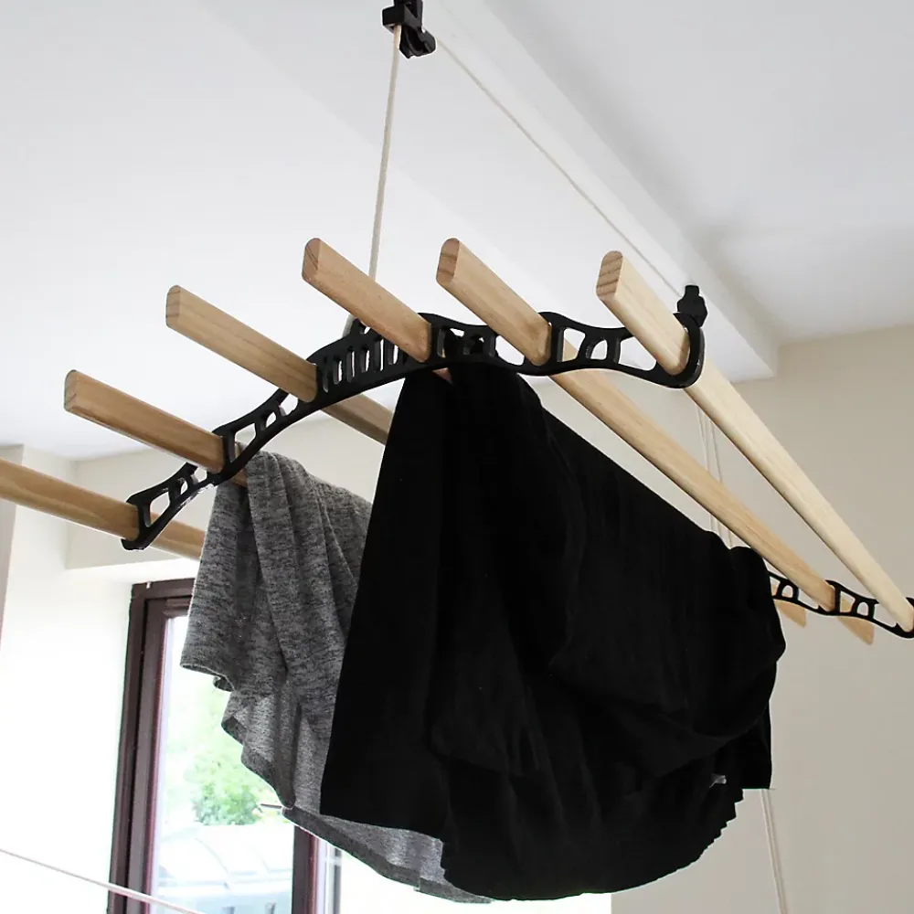 MonsterShop Etendoir à Linge Suspendu - Noir- 2.4m