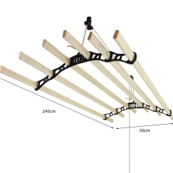 MonsterShop Etendoir à Linge Suspendu - Noir- 2.4m