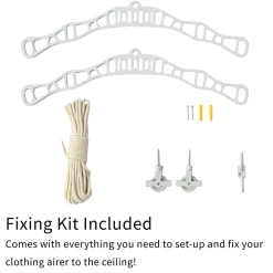 MonsterShop Etendoir à Linge Suspendu - Blanc - 1.8m