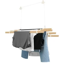 MonsterShop Etendoir à Linge Suspendu de 1,2 Mètre - Ivoire