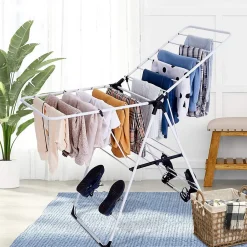 Etendoir À Linge|Giantex Etendoir a Linge Pliable Portable en Acier Inoxydable Rangement pour Vetements de Lessive