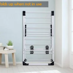 Etendoir À Linge|Giantex Etendoir a Linge Pliable Portable en Acier Inoxydable Rangement pour Vetements de Lessive