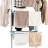 Etendoir À Linge|Giantex Etendoir a Linge Pliable a 4 Niveaux avec Ailes Laterales Rotatives et Etageres Pliables Sechoir avec Roues Verrouillables