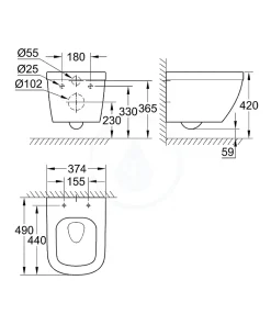 Wc Suspendu|Grohe Euro Ceramic Cuvette WC suspendue compact Triple Vortex, blanc alpin (39206000)