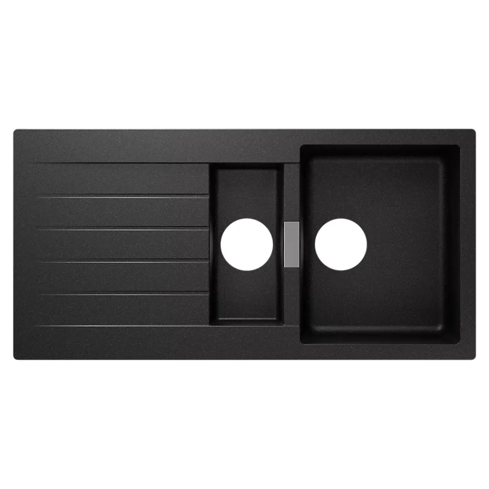 Evier Et Robinet De Buanderie|GoodHome Evier à encastrer en composite quartz gris 1,5 bacs et égouttoir l. 50 x H. 30,4 x P. 19,7 cm Torla