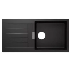 GoodHome Evier à encastrer en composite quartz gris 1 bac et égouttoir l. 50 x H. 30,4 x P. 19,7 cm Torla