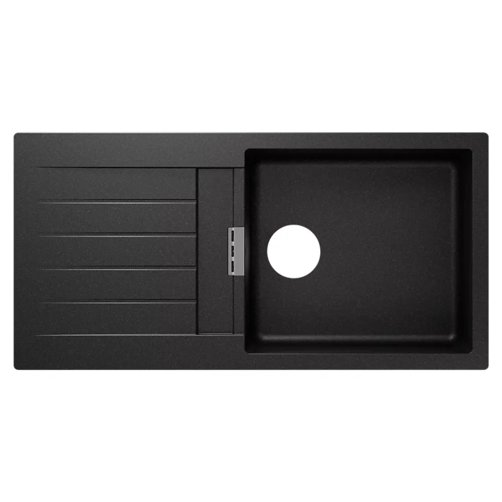 GoodHome Evier à encastrer en composite quartz gris 1 bac et égouttoir l. 50 x H. 30,4 x P. 19,7 cm Torla