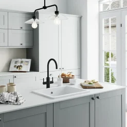 Evier Et Robinet De Buanderie|GoodHome Evier à encastrer en céramique blanc 1 bac l. 46 x L.56,5 x P. 20 cm Hyssop