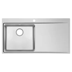 Evier Et Robinet De Buanderie|GoodHome Evier à encastrer en inox 1 bac et égouttoir l. 52 x L.100 x P. 21 cm Varenna