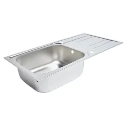 GoodHome Evier à encastrer en inox microstructuré 1 bac et égouttoir l. 50 x H. 21 x P. 100 cm Lucerne