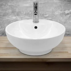 ECD Germany Evier ceramique vasque rond a poser moderne lave-mains salle de bain 455 mm