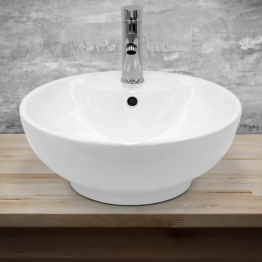 ECD Germany Evier ceramique vasque rond a poser moderne lave-mains salle de bain 455 mm