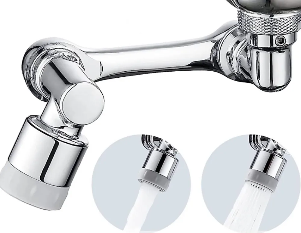 MTK Extension éco aérateur d'eau orientable, bi-jets, chrome,