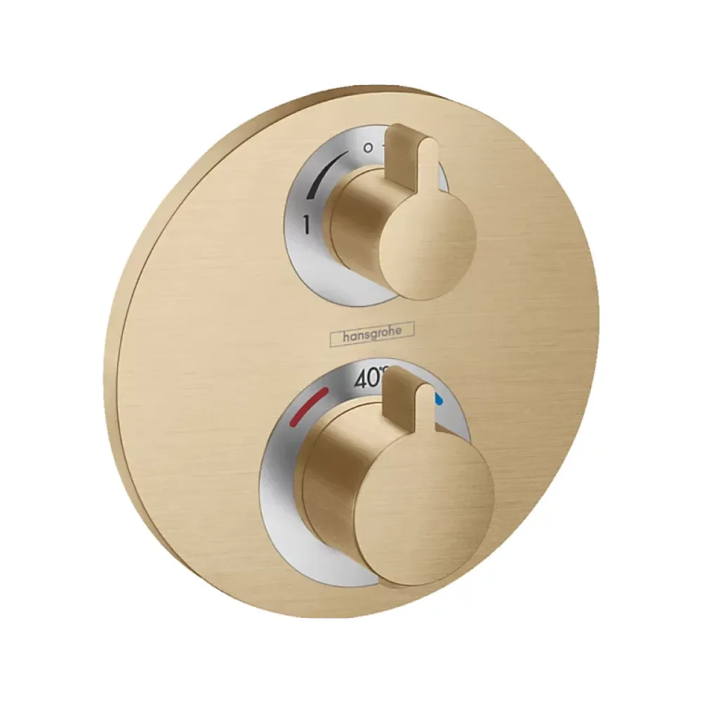 Hansgrohe Façade mitigeur thermostatique encastré Ecostat S avec robinet d'arrêt et inverseur bronze brossé