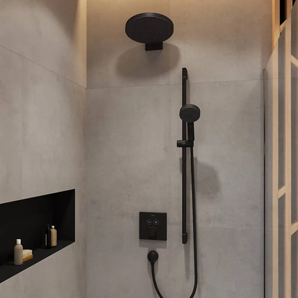 Hansgrohe Façade pour mitigeur thermostatique encastré ShowerSelect avec 2 fonctions noir mat et corps encastré iBox