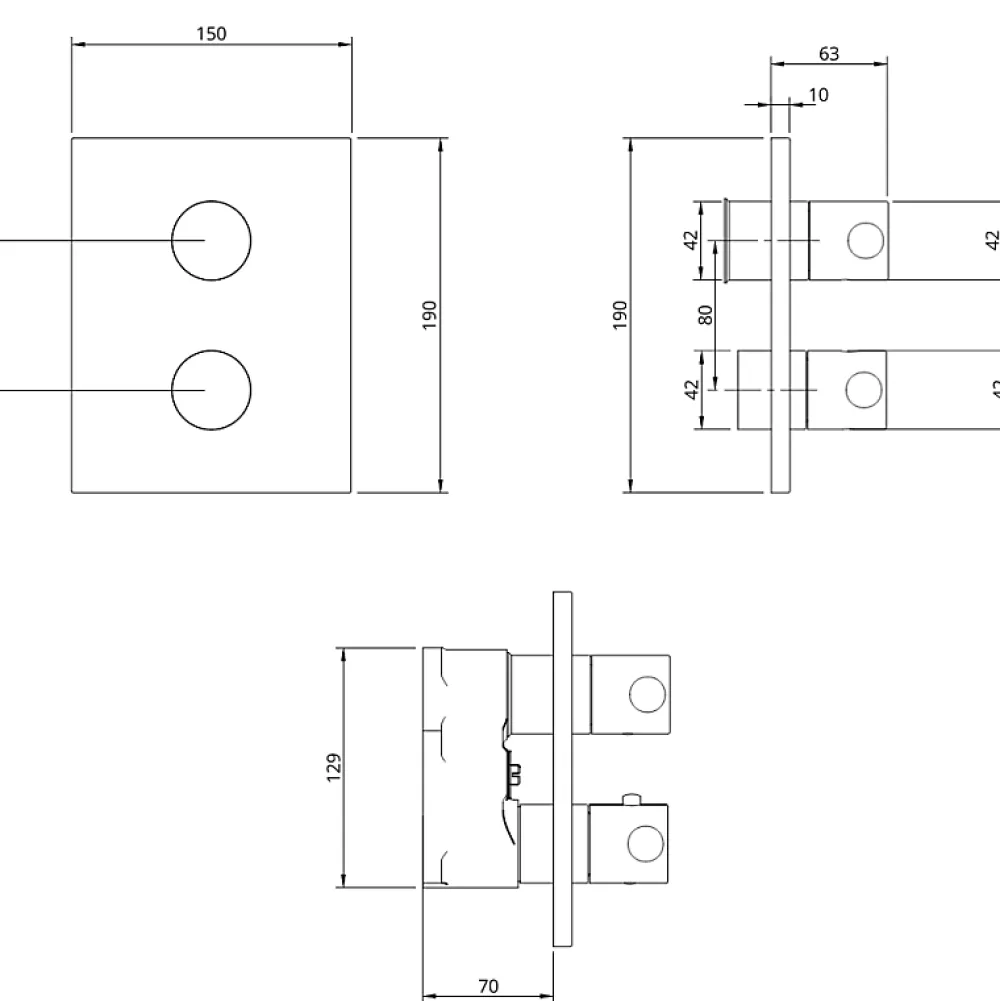 Robinet De Douche|Villeroy & Boch Façade thermostatique 2 voies VILLEROY ET BOCH Universal rectangle Noir mat + corps encastré