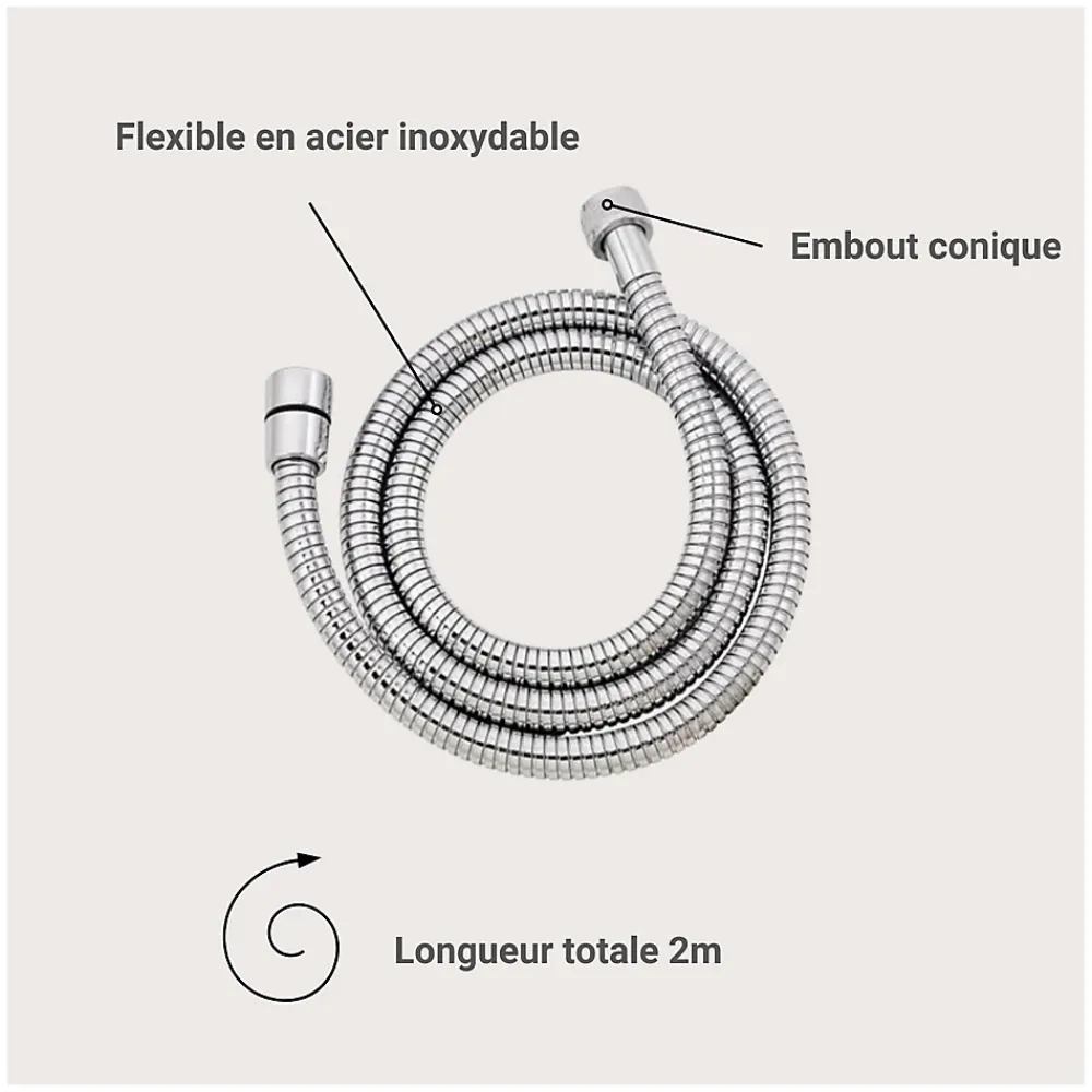 Colonne De Douche Sans Robinetterie|Mob-In Flexible en acier inoxydable AXON