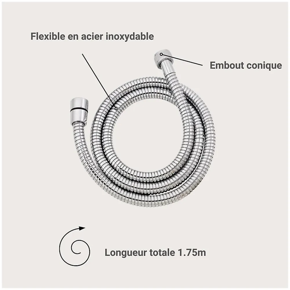 Colonne De Douche Sans Robinetterie|Mob-In Flexible en acier inoxydable AXON