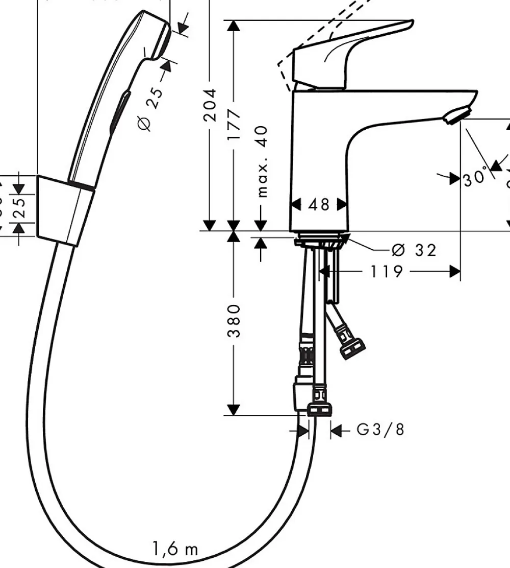 Bidet|Hansgrohe Focus Set bidette, bonde Push-Open, chromé (31927000)